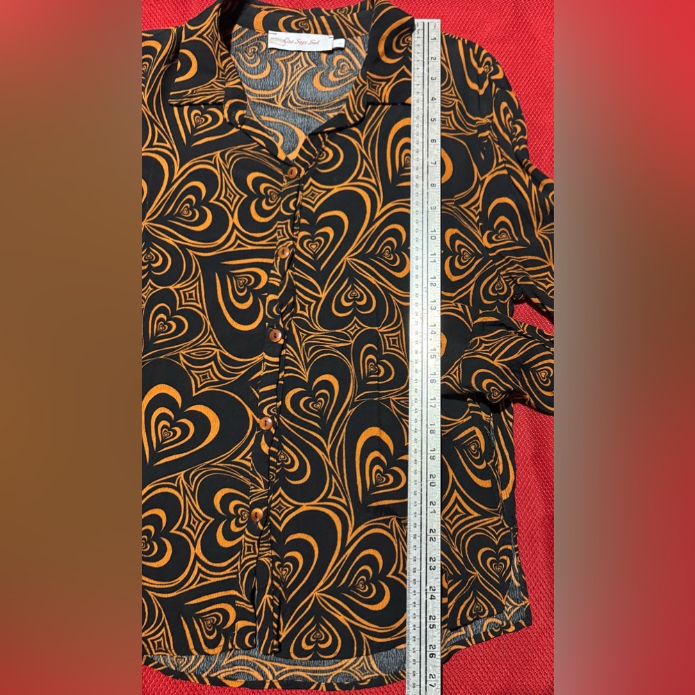 Lisa Says Gah Heart Patterned Pantsuit - Black and Orange - Picture 7 of 13